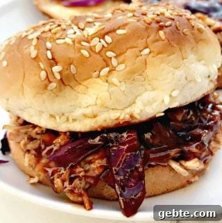instant pot bbq pulled chicken on white plate