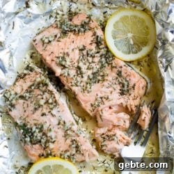 Foil Pack Garlic Salmon Recipe @EatBetterRecipes